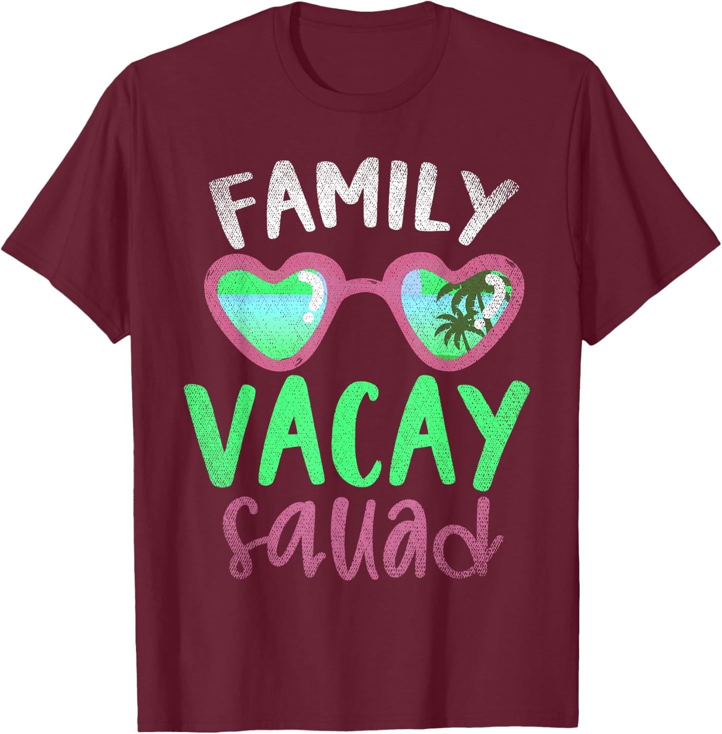 Family Vacay Squad Tropic Summer Palm Trees Family Vacation T-Shirt - T-Shirt | Maroon