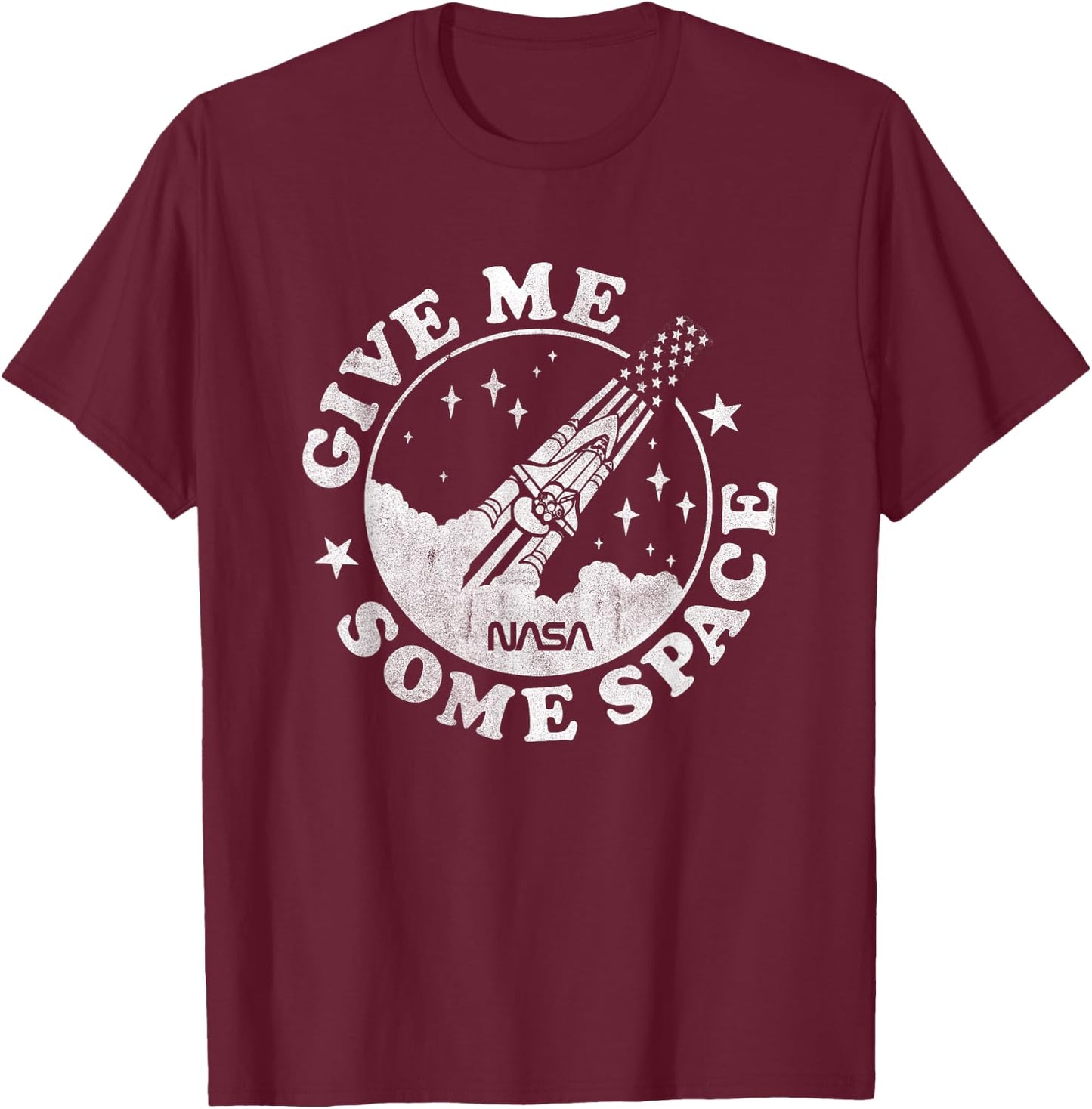 NASA Give Me Some Space Round Rocket Logo Space Science T-Shirt - T-Shirt | Maroon