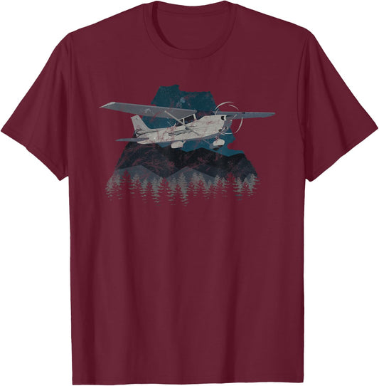 "Winter Flying" C-172 Skyhawk Airplane Vintage Pilot T-Shirt - T-Shirt | Maroon