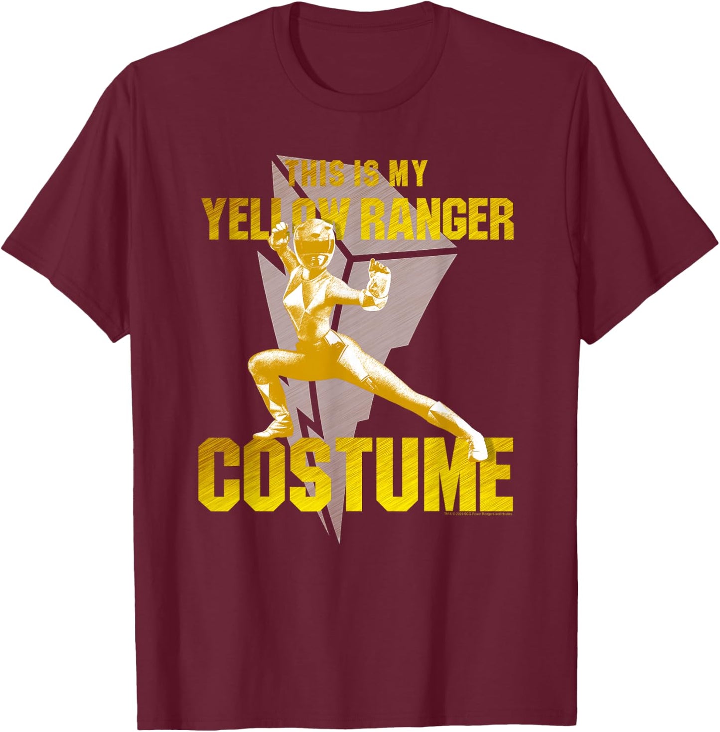 Power Rangers This is My Yellow Ranger Costume Battle Pose T-Shirt - T-Shirt | Maroon