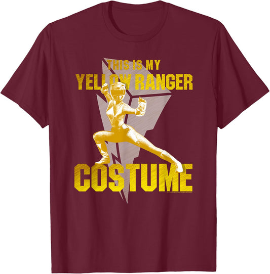 Power Rangers This is My Yellow Ranger Costume Battle Pose T-Shirt - T-Shirt | Maroon