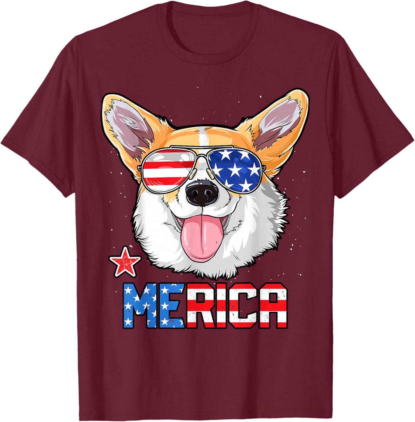 Corgi Merica 4th of July T Shirt Kids Boys Girls Dog Puppy T-Shirt - T-Shirt | Maroon