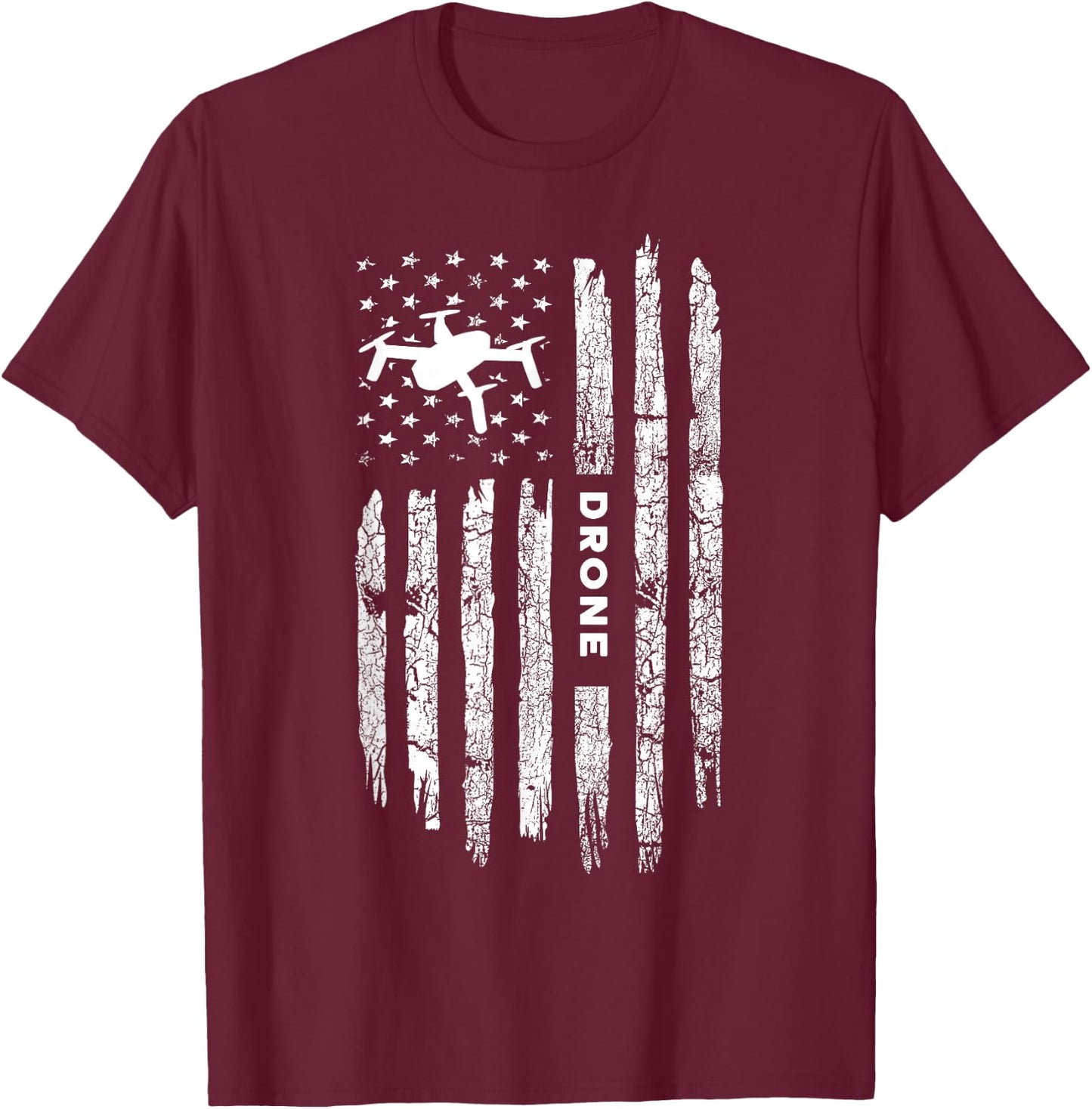 American Flag Drone Clothing - Drone Pilot Vintage Drone T-Shirt - T-Shirt | Maroon