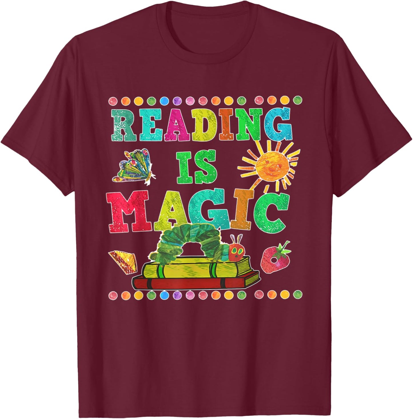 Reading Is Magical Book Lover Teacher Girls Woman T-Shirt - T-Shirt | Maroon