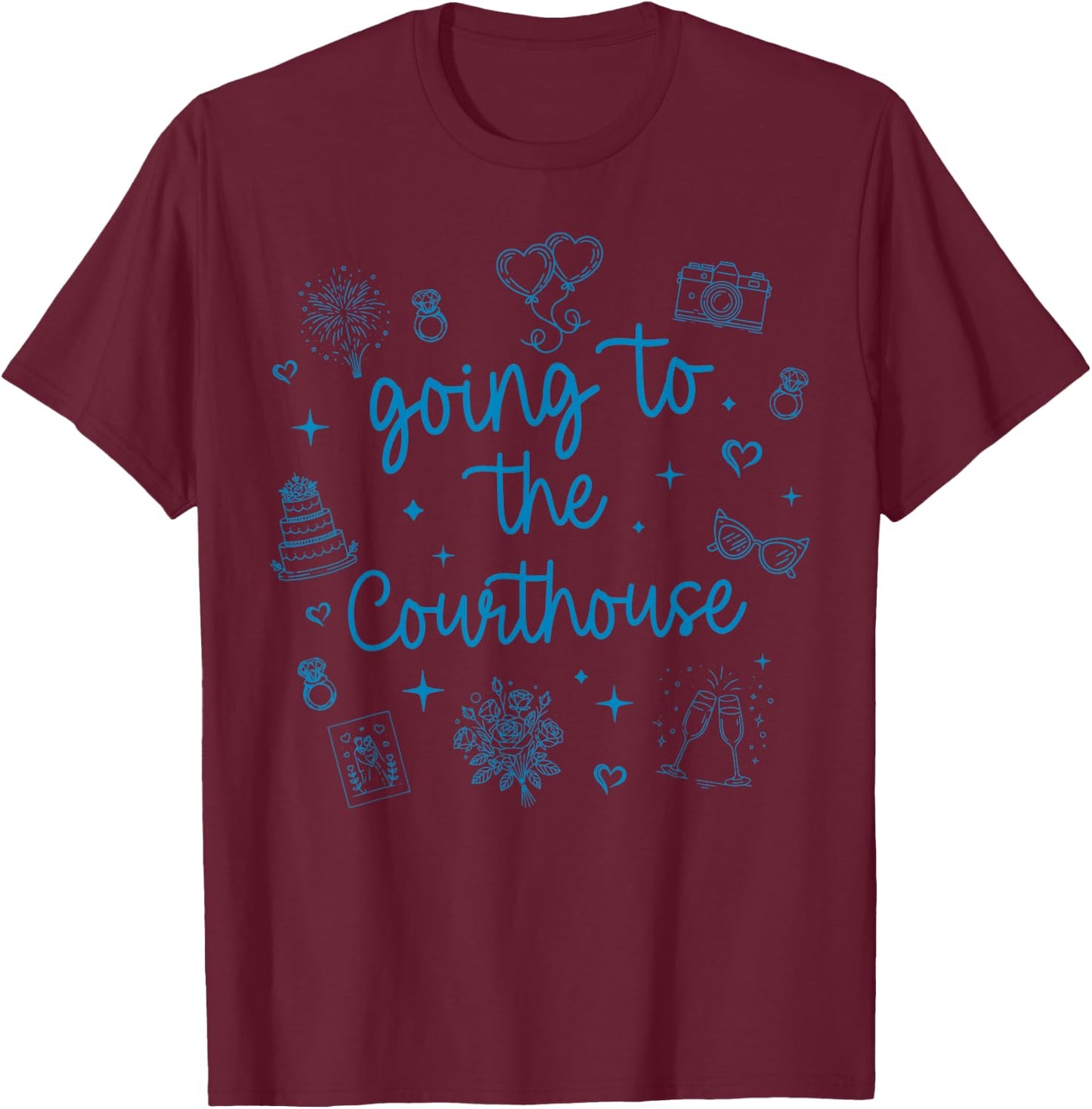 Retro Going to The Courthouse Funny Bride Elope Wedding T-Shirt - T-Shirt | Maroon