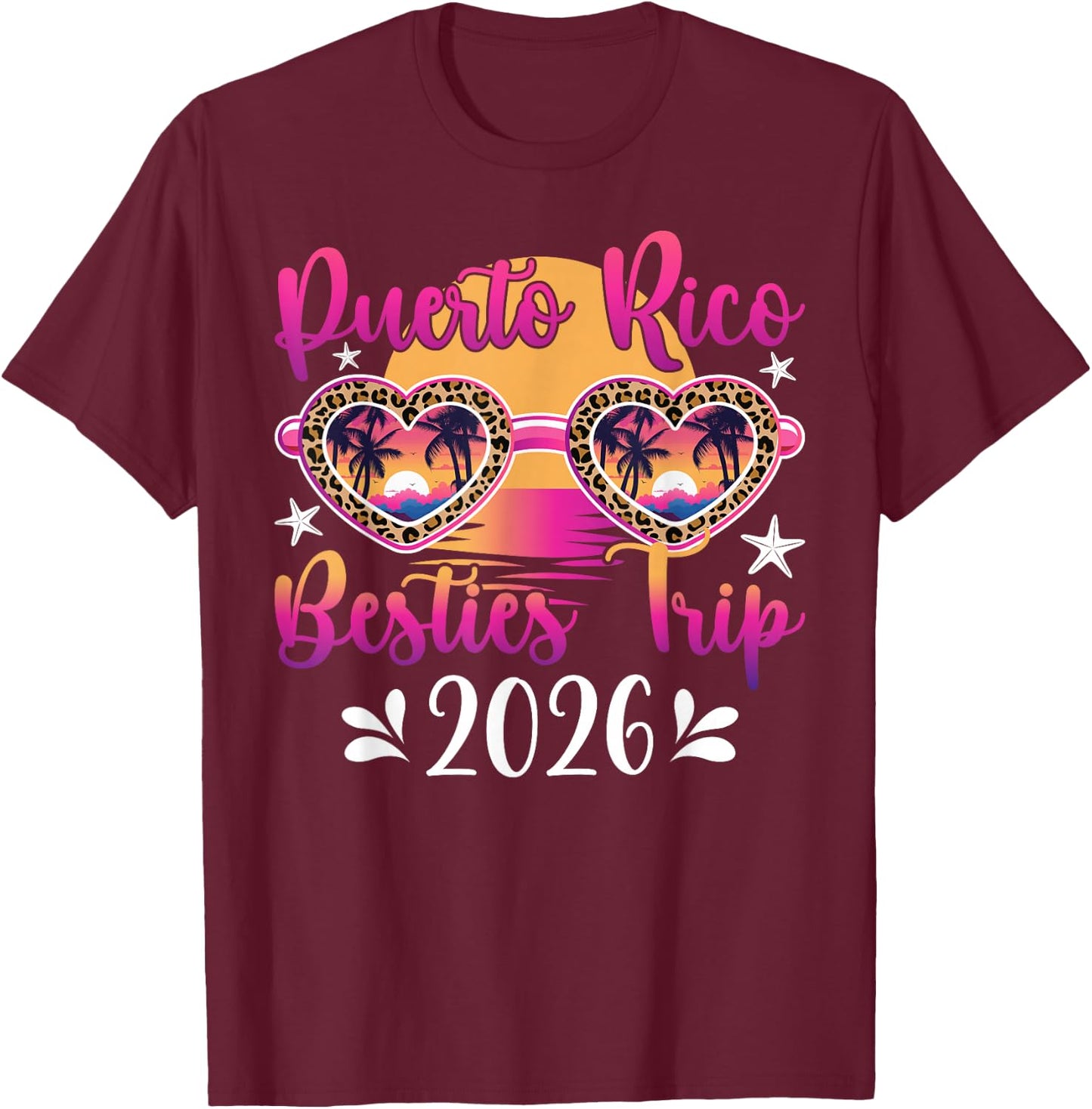 Puerto Rico Besties Trip 2026 Puerto Rico Best Friend Travel T-Shirt - T-Shirt | Maroon