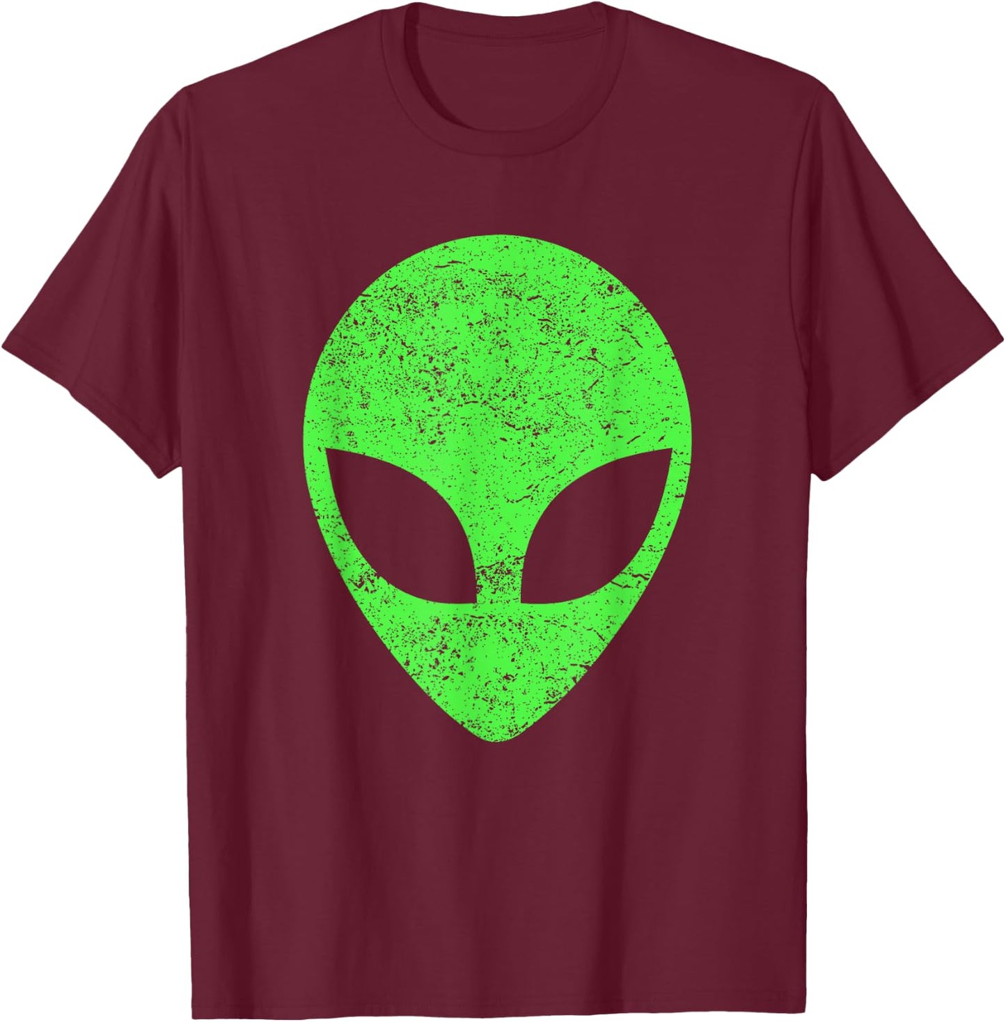 Green Alien Head Distressed Vintage Storm Area 51 T-Shirt - T-Shirt | Maroon