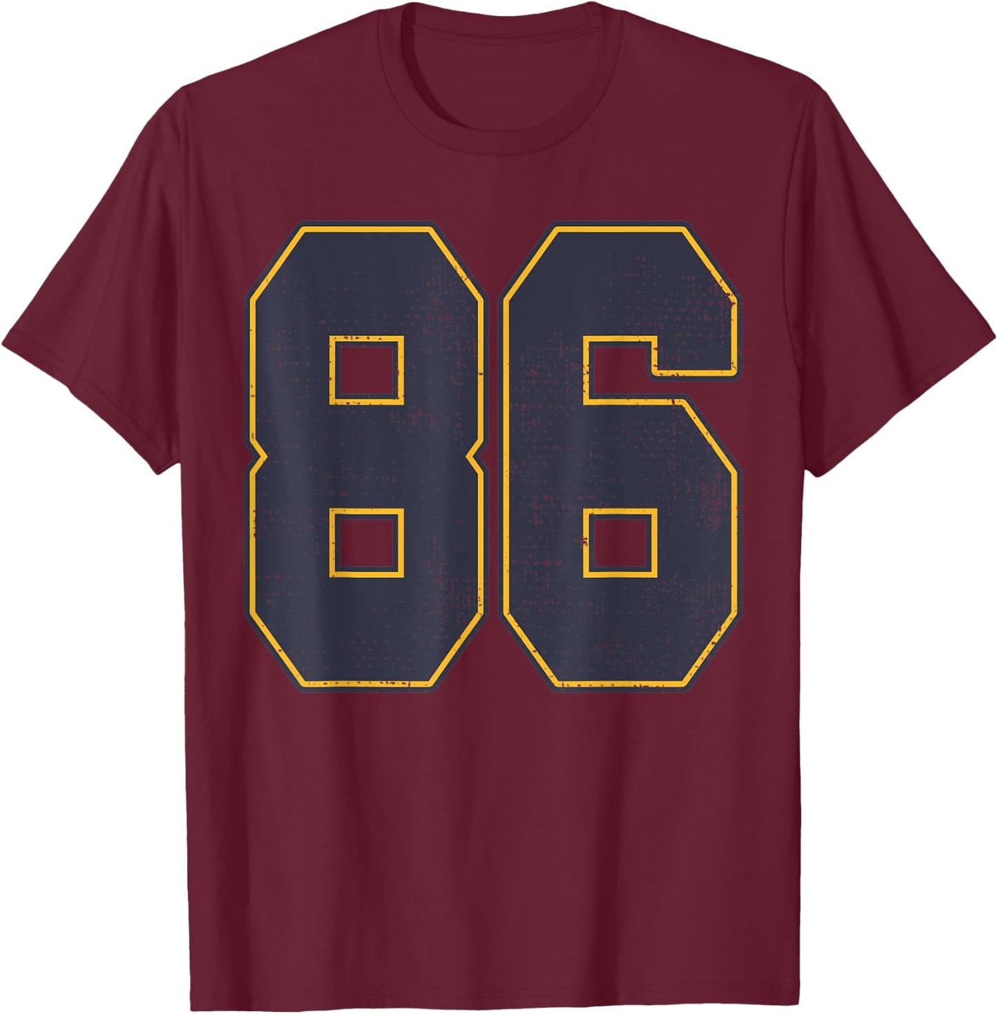 #86 Outline Number 86 Fan Varsity Sports Team Red Jersey T-Shirt - T-Shirt | Maroon