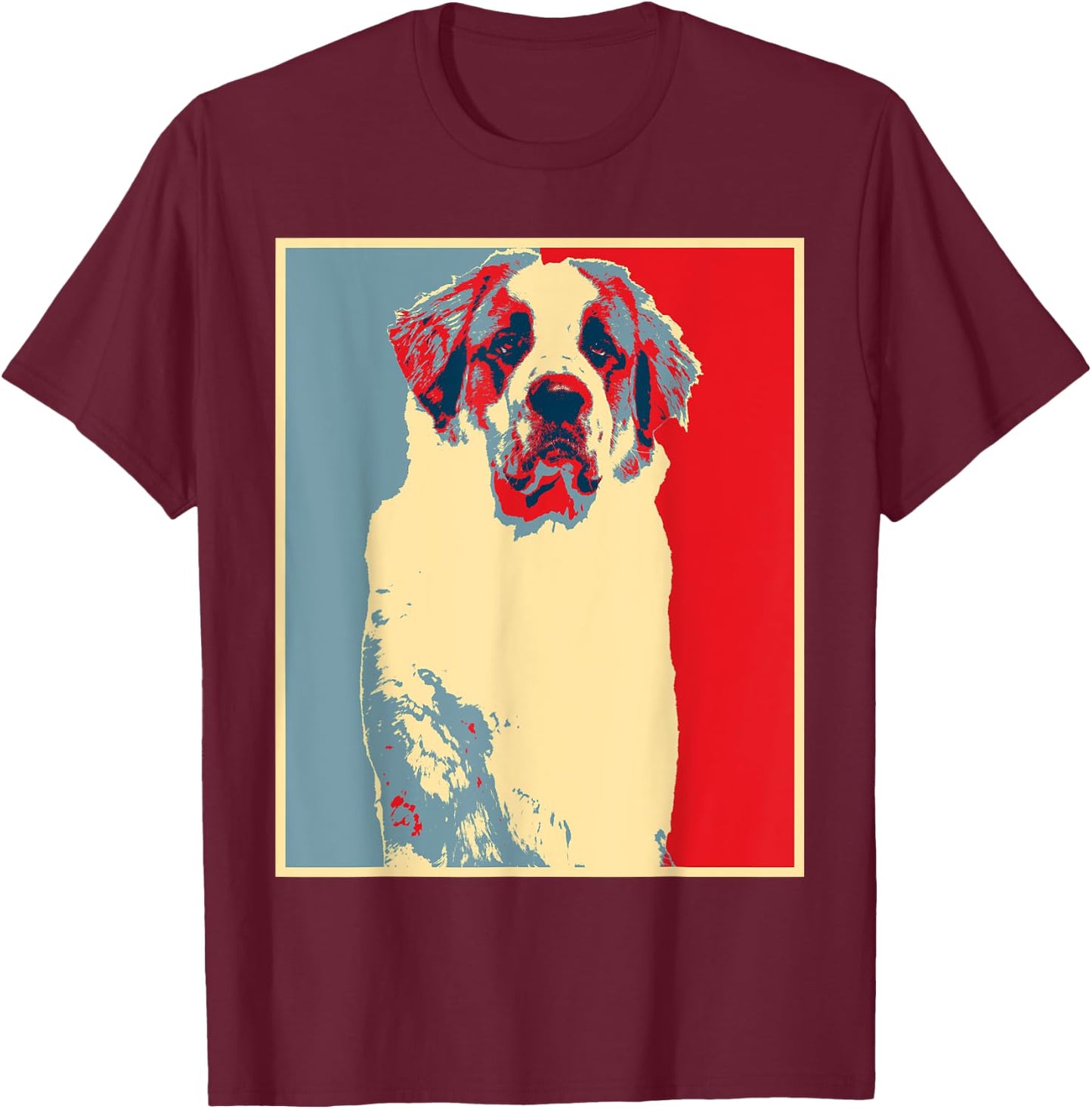 Dog Artwork - Vintage Silhouette St. Bernard Men Women T-Shirt - T-Shirt | Maroon