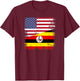 Half Ugandan Flag | Vintage Uganda USA Gift T-Shirt - T-Shirt | Maroon