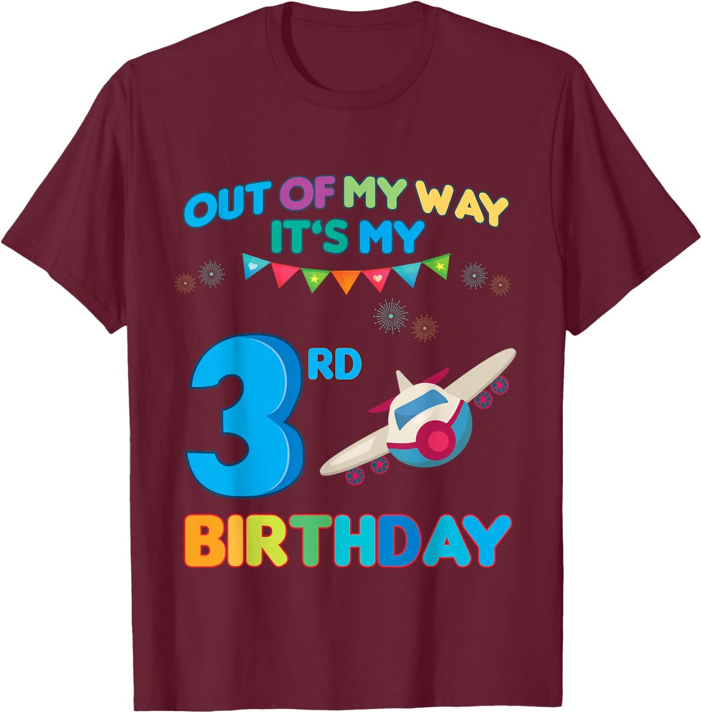 Out of my way it's my 3rd birthday aviation airplane T-Shirt - T-Shirt | Maroon
