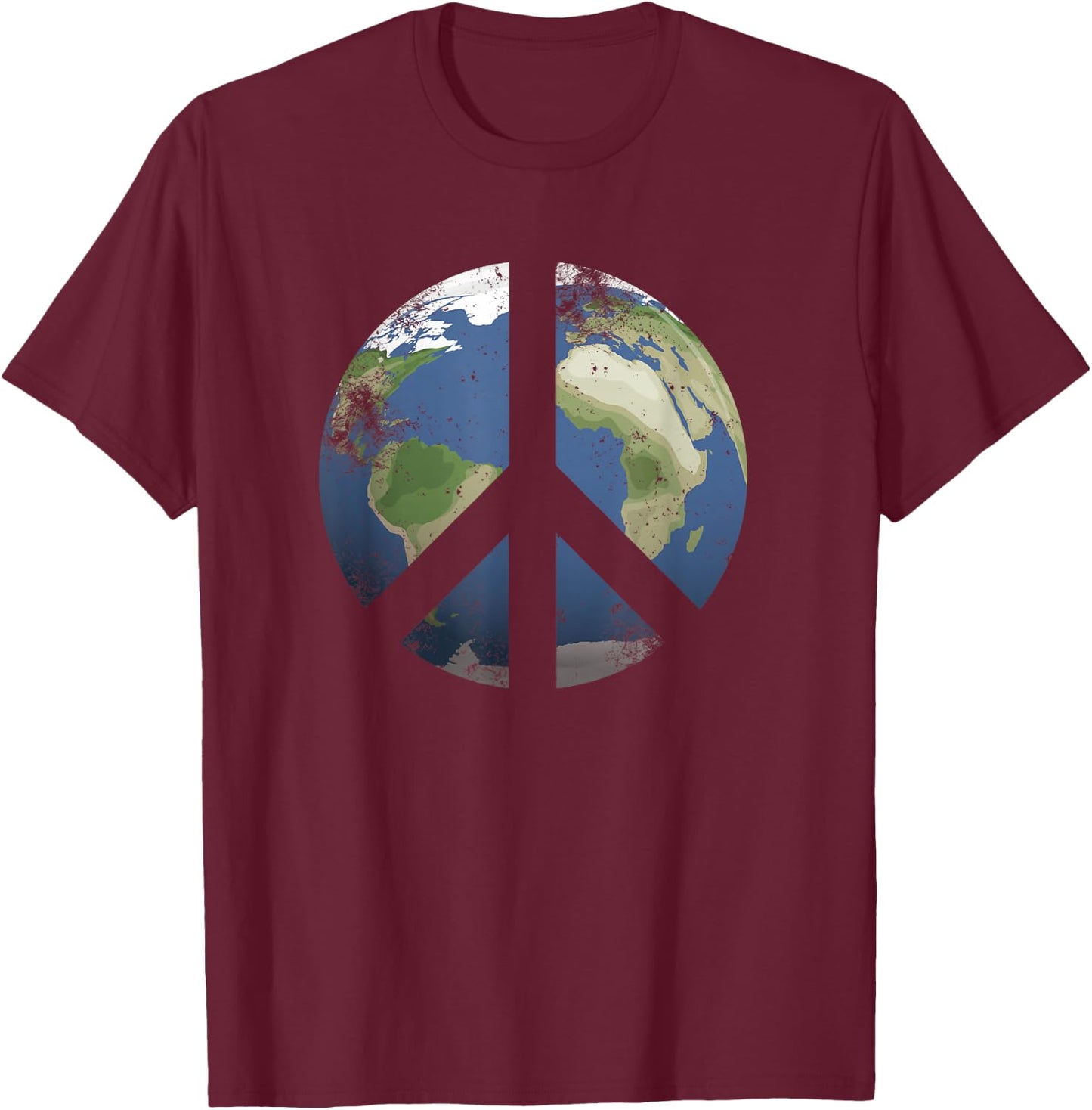 World Peace Earth Day Awareness Celebration Peace On Earth T-Shirt - T-Shirt | Maroon