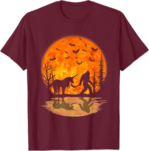 Bigfoot Walking Unicorn Funny Sasquatch Unicorn Halloween T-Shirt - T-Shirt | Maroon