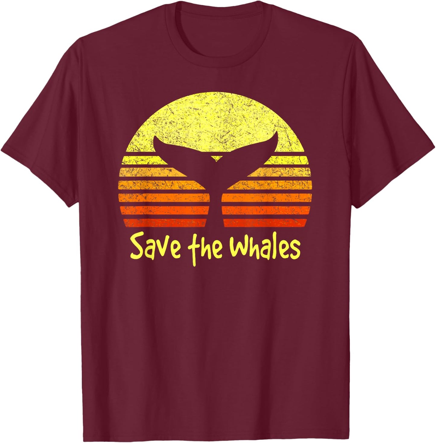Save The Whales Nautical Ocean Orca Whale Conservation II T-Shirt - T-Shirt | Maroon