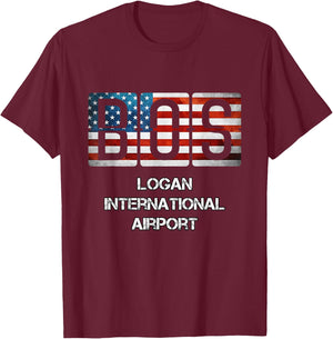 Logan Airport BOS T-Shirt - T-Shirt | Maroon