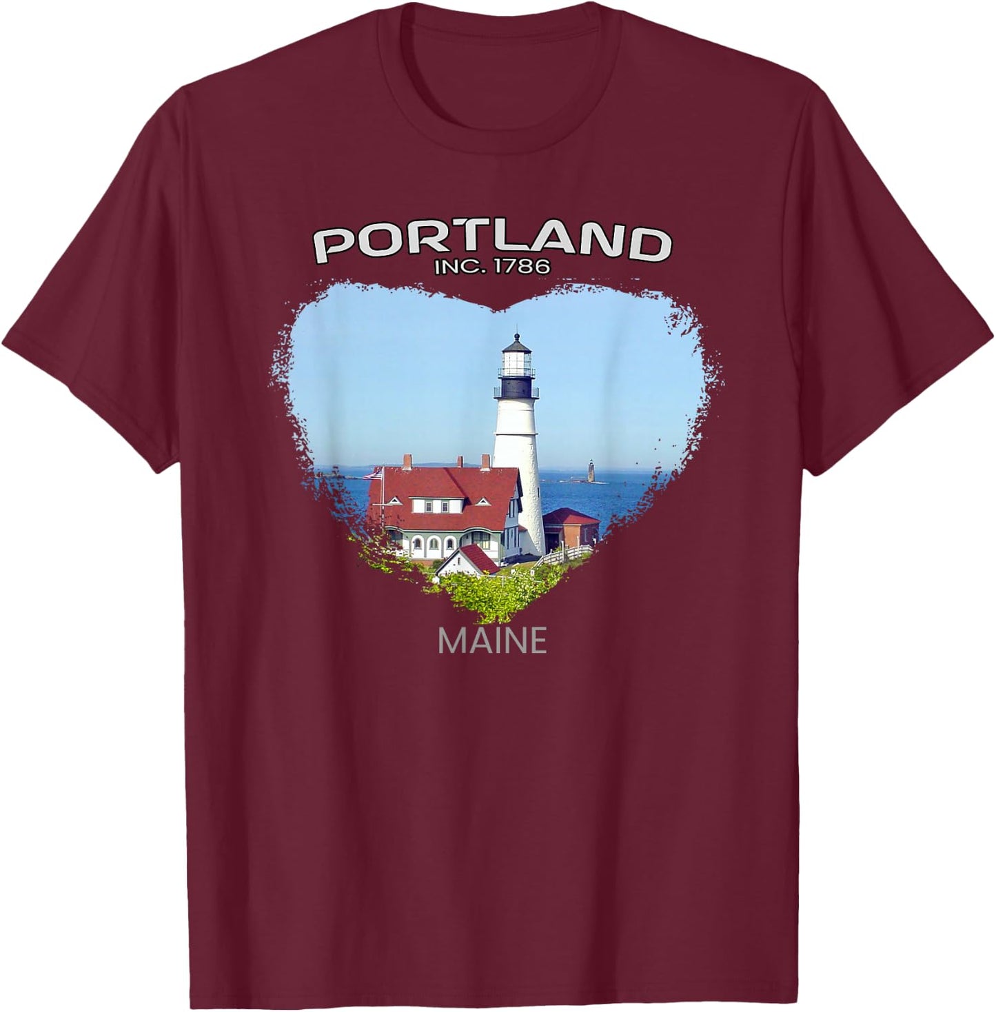 Portland ME MAINE Portland Head Light - Fort Williams Park T-Shirt - T-Shirt | Maroon