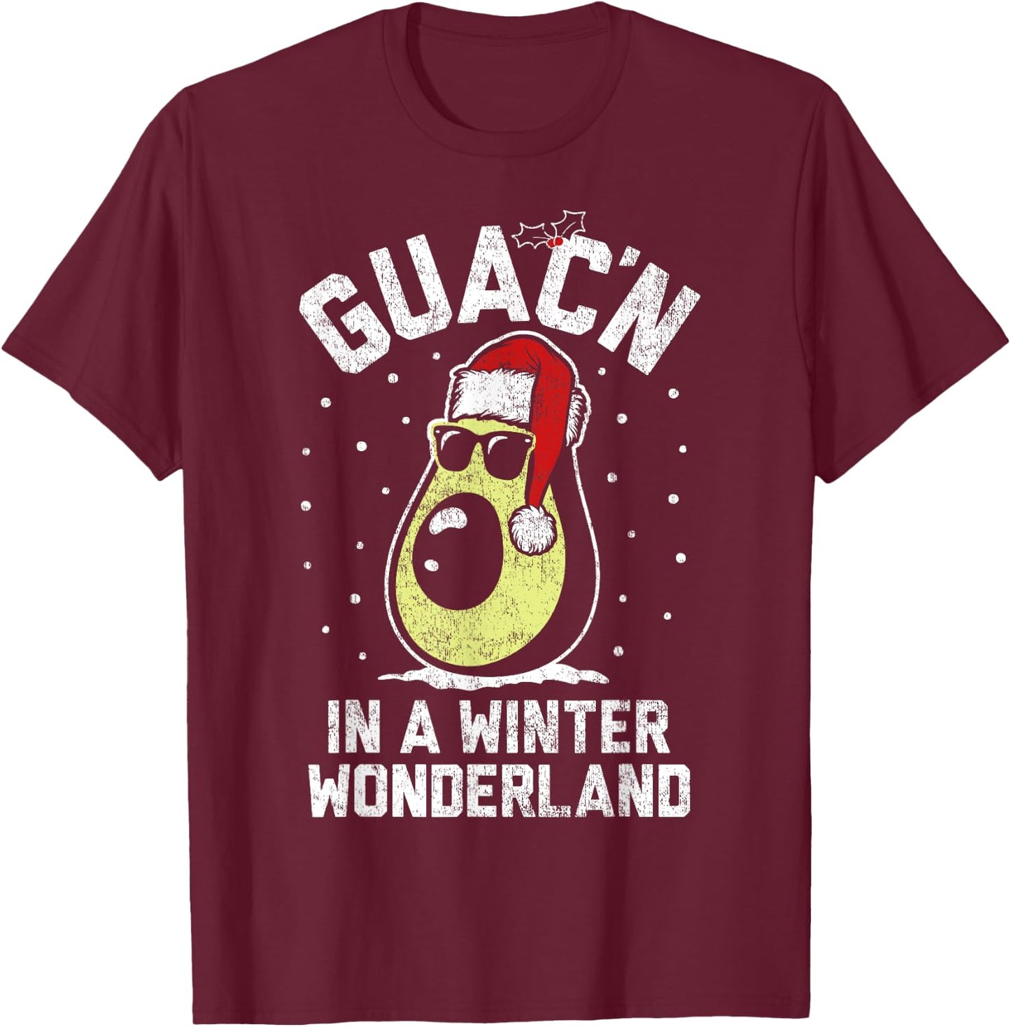 Trendy Christmas Guacn' In A Winter Wonderland T-Shirt - T-Shirt | Maroon