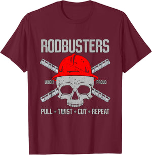 Rodbusters Pull Twist Cut Repeat Blacksmith Anvil Ironworker T-Shirt - T-Shirt | Maroon