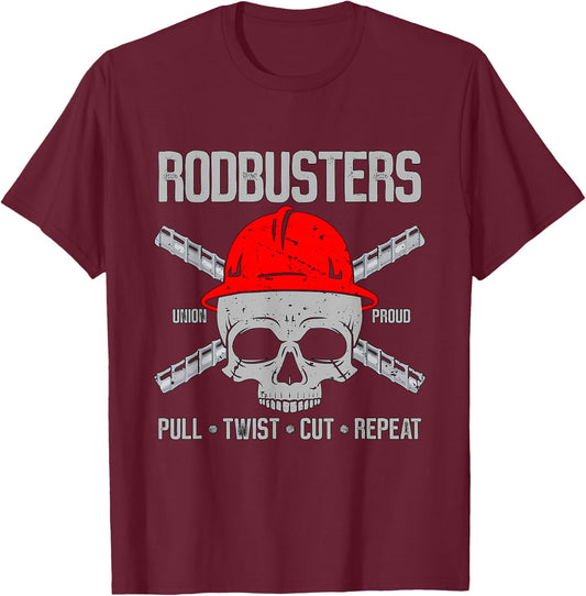 Rodbusters Pull Twist Cut Repeat Blacksmith Anvil Ironworker T-Shirt - T-Shirt | Maroon