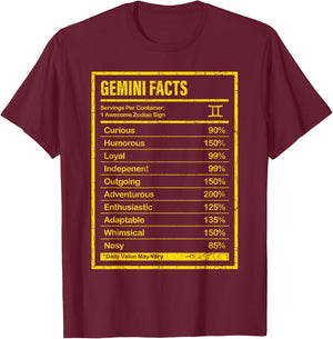 Gemini Zodiac Sign Gift Men Women Funny T-Shirt - T-Shirt | Maroon