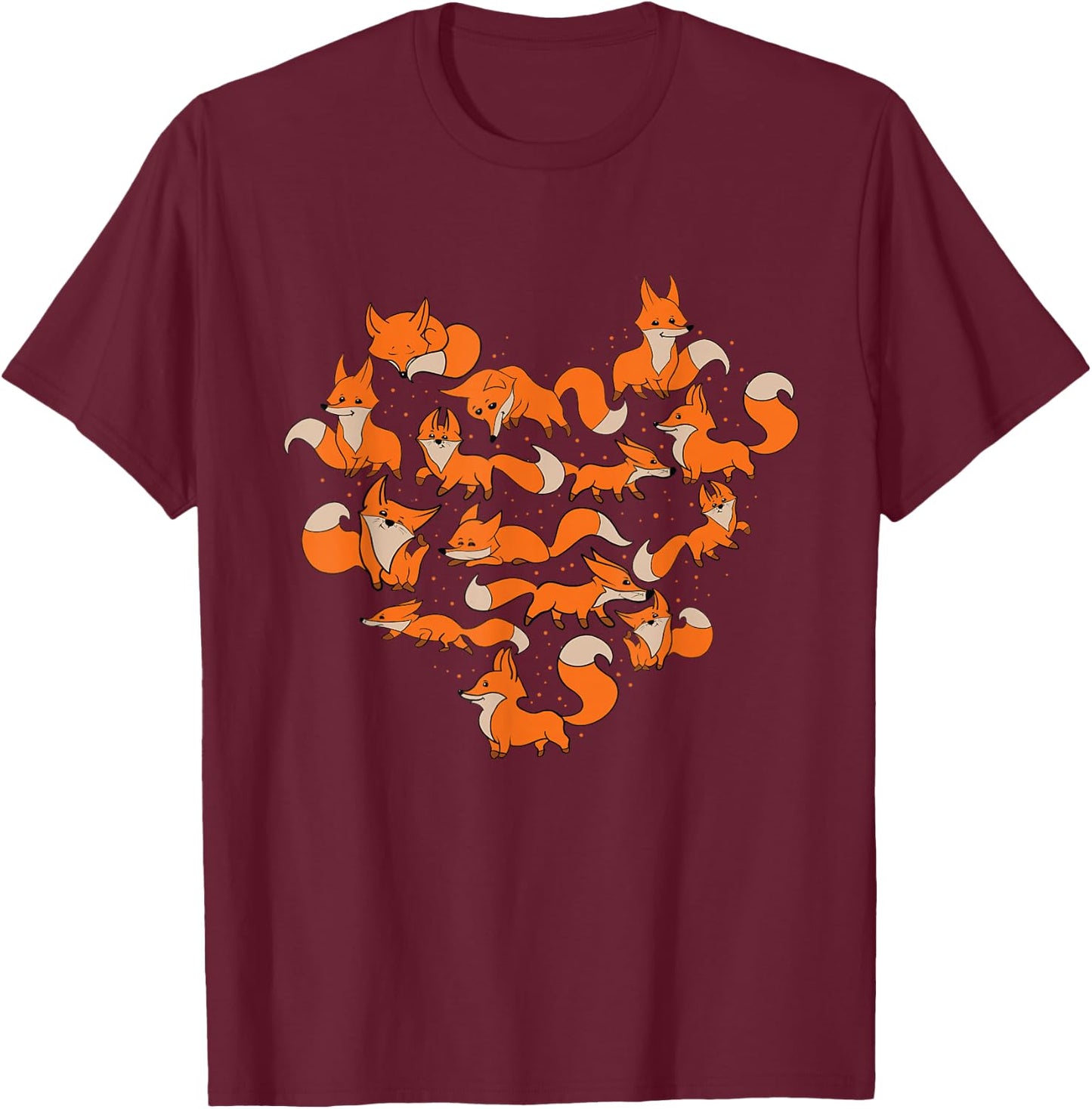 Heart Foxes - Wildlife Animal Lover Fox Zookeeper T-Shirt - T-Shirt | Maroon