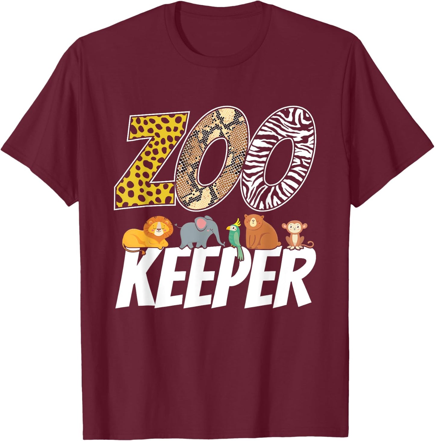Zookeeper Costume African Savanna Zoo Keeper Animals Lover T-Shirt - T-Shirt | Maroon