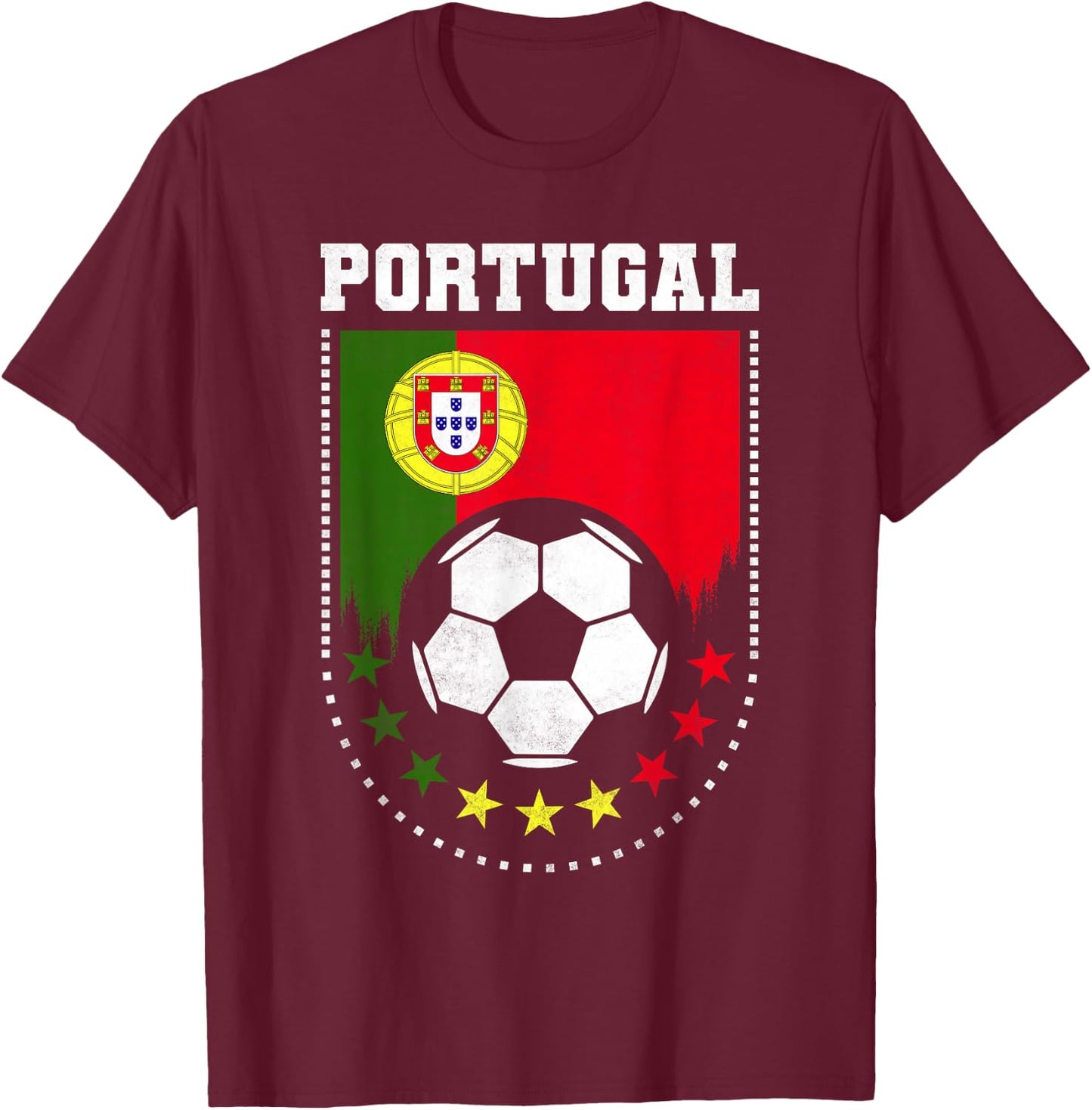 Portugal Flag Soccer Fan T-Shirt - T-Shirt | Maroon