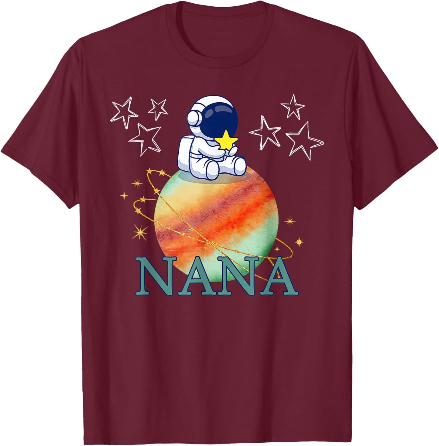 Nana Outer Space Astronaut Birthday Family Mathcing T-Shirt - T-Shirt | Maroon
