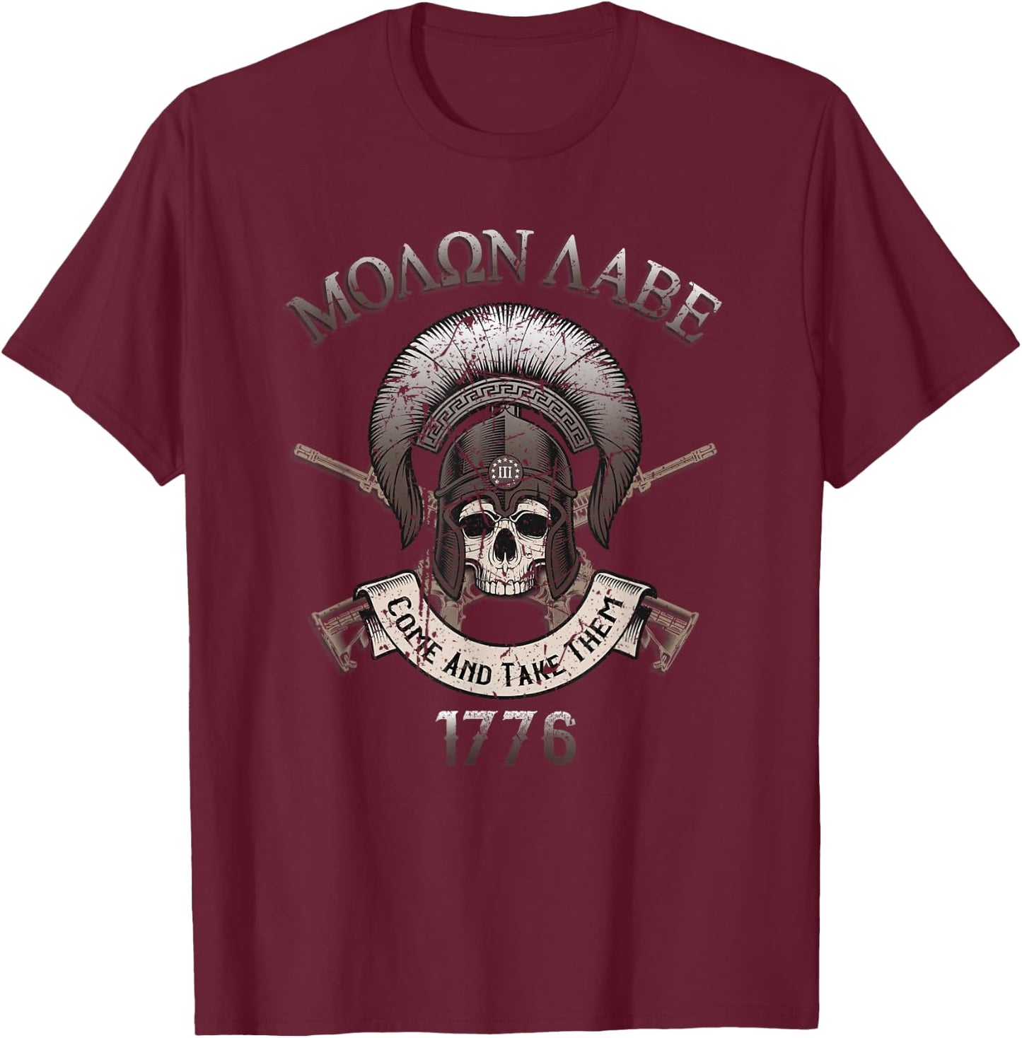 Molon Labe Spartan Patriot T-Shirt - T-Shirt | Maroon