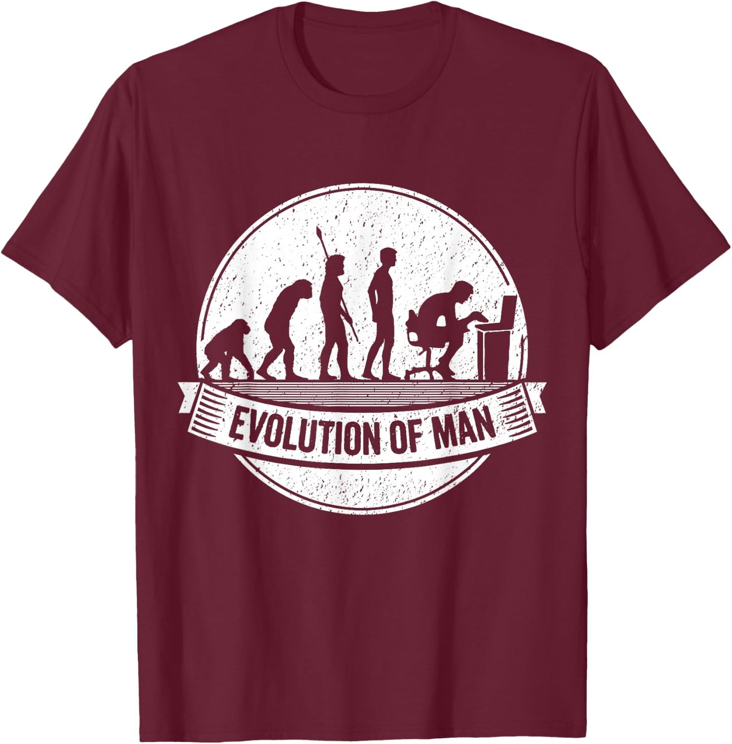 Funny Geek Shirt: Nerd Evolution Computer Laptop Coder T-Shirt - T-Shirt | Maroon