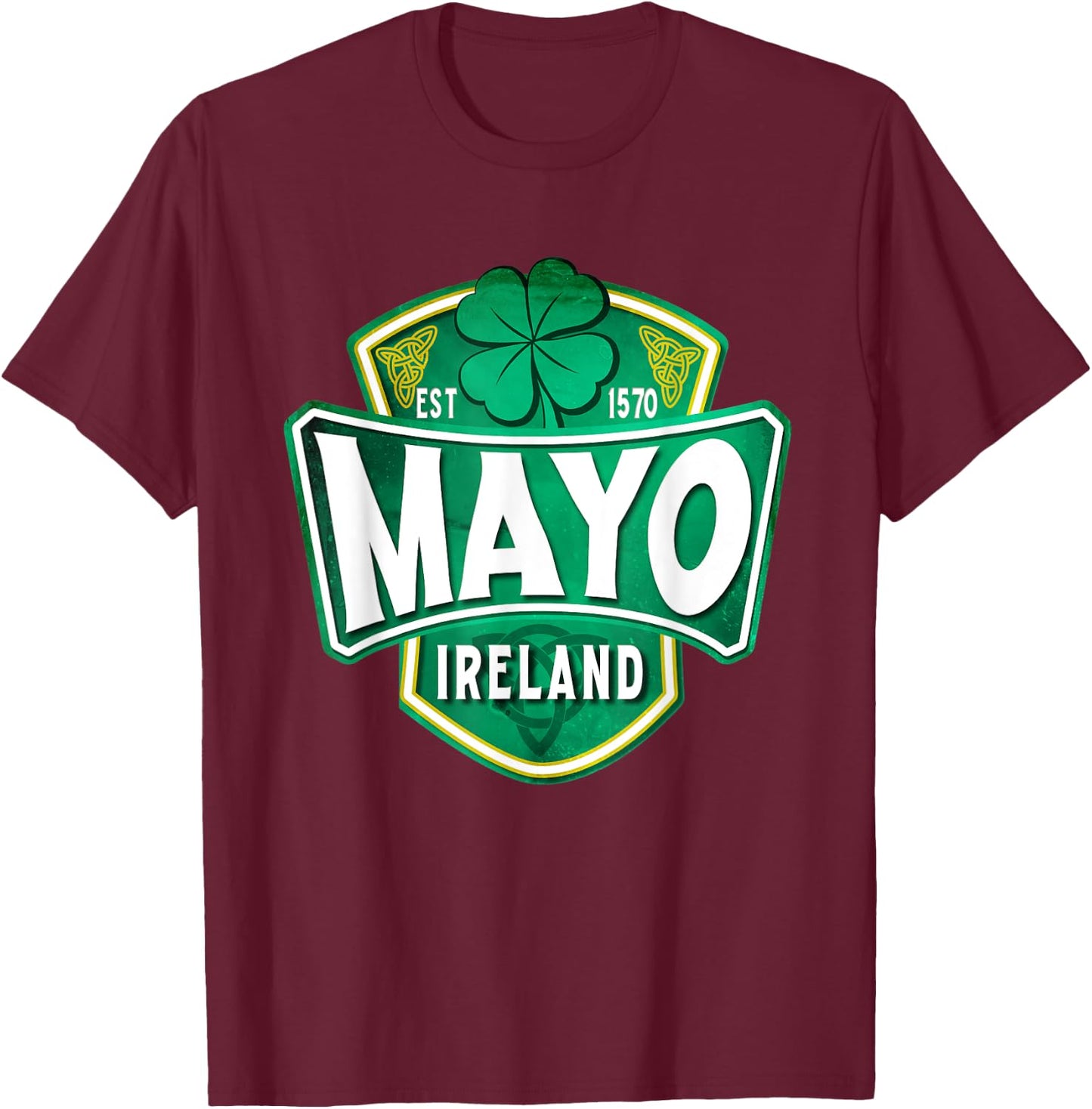County Mayo Ireland Irish Gaelic Football Hurling Badge T-Shirt - T-Shirt | Maroon