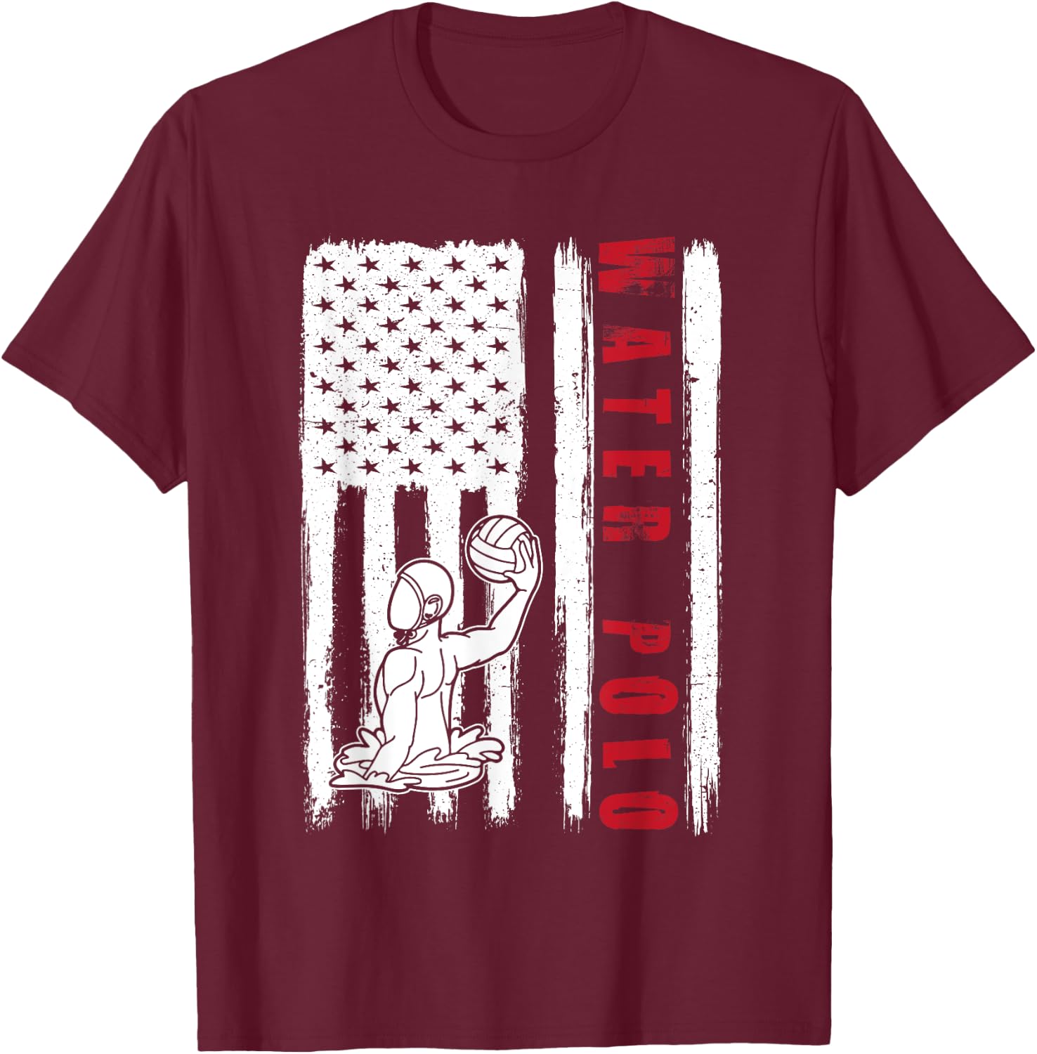Water polo USA team American flag US Water polo men women T-Shirt - T-Shirt | Maroon