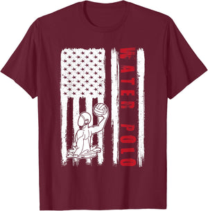 Water polo USA team American flag US Water polo men women T-Shirt - T-Shirt | Maroon