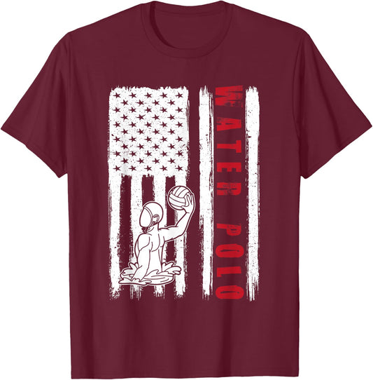 Water polo USA team American flag US Water polo men women T-Shirt - T-Shirt | Maroon
