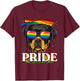 LGBT Rottweiler Gay Pride LGBTQ Rainbow Flag Sunglasses T-Shirt - T-Shirt | Maroon