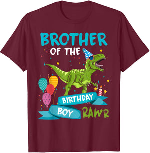 Brother of the Birthday Boy T-Rex Dinosaur Birthday Matching T-Shirt - T-Shirt | Maroon