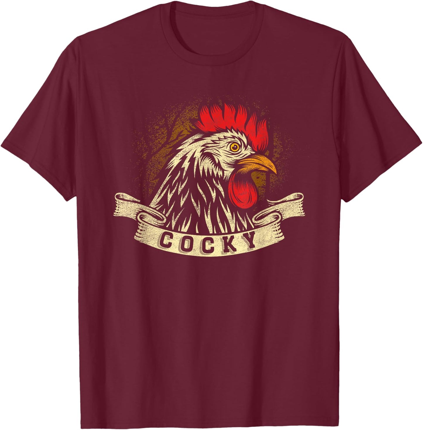 Cocky Rooster Design For Chicken Lovers T-Shirt - T-Shirt | Maroon