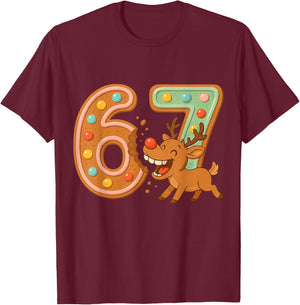 Hilarious 67 Christmas Cookies Rudolph Reindeer Joke T-Shirt - T-Shirt | Maroon