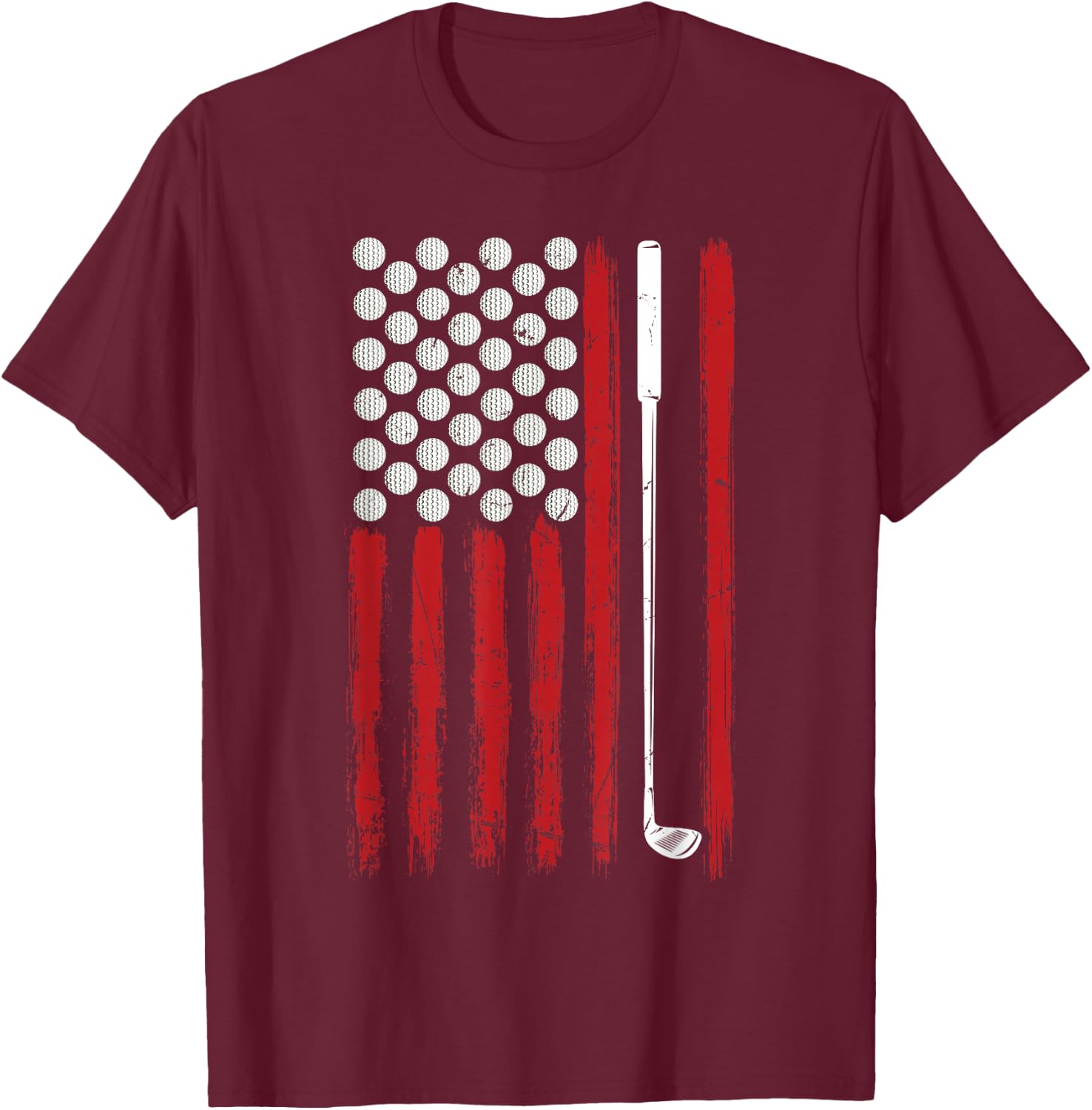 American Flag Golfing Golf Women Men T-Shirt - T-Shirt | Maroon