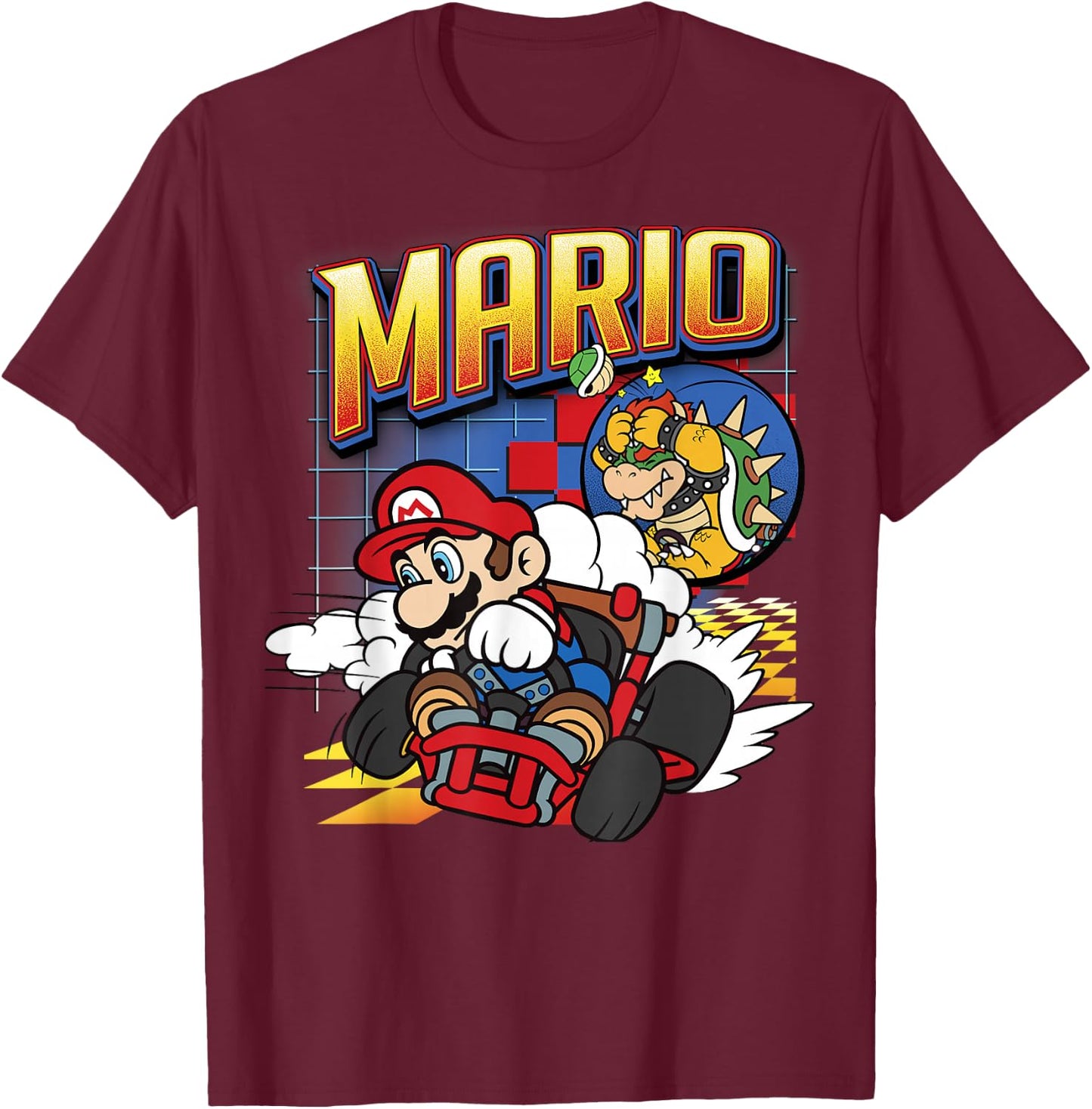 Mario Kart Bowser Mario Racing Graphic T-Shirt - T-Shirt | Maroon