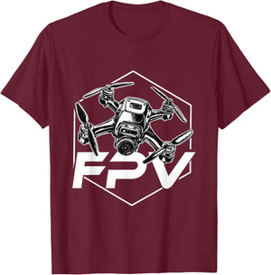 FPV Quadcopter RPV Pilot Drone Racing T-Shirt - T-Shirt | Maroon