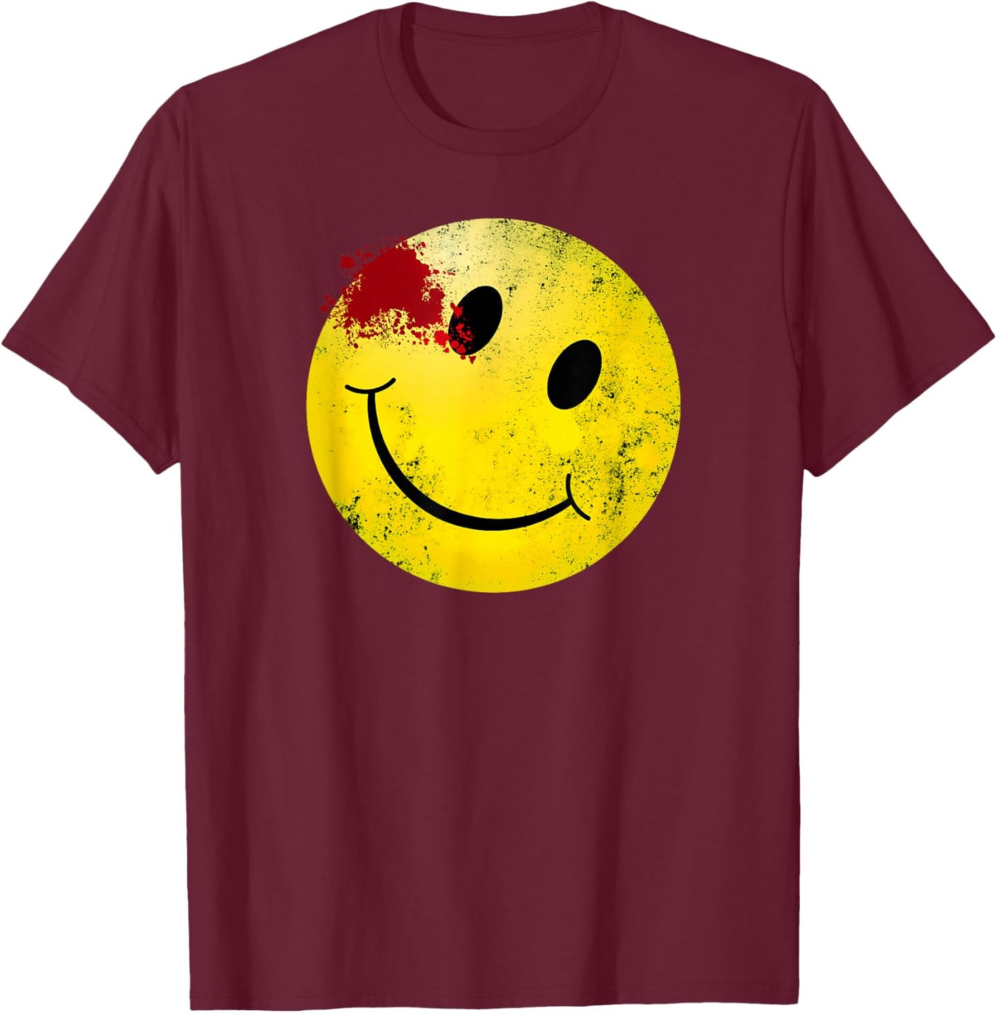 Bloody Smiling Face I Vintage Smile T-Shirt - T-Shirt | Maroon