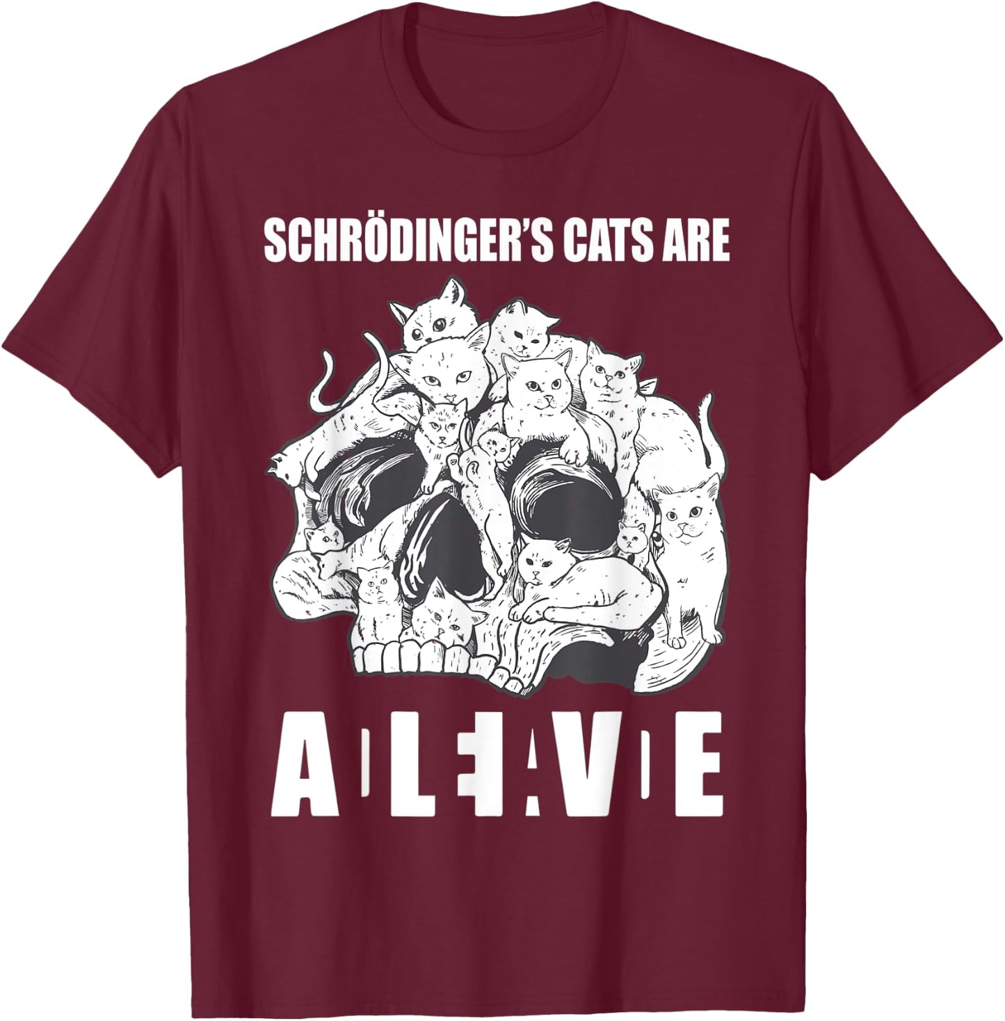 Schrödingers Cats Dead & Alive Science T-Shirt - T-Shirt | Maroon