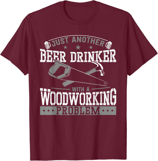 Woodworker Carpenter Tools Vintage Beer Drunk Saw Hammer T-Shirt - T-Shirt | Maroon