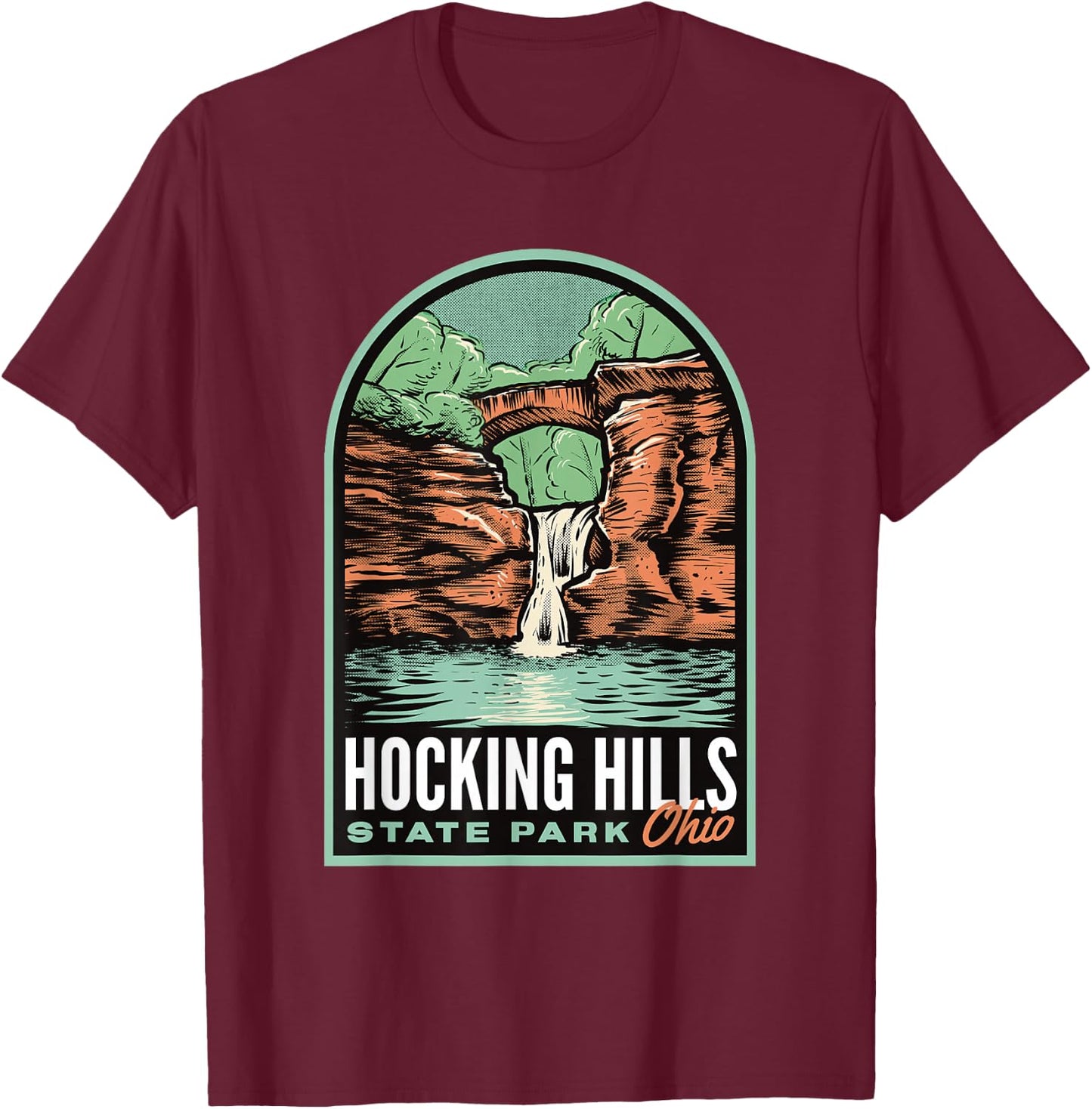 Hocking Hills State Park Ohio Vintage T-Shirt - T-Shirt | Maroon