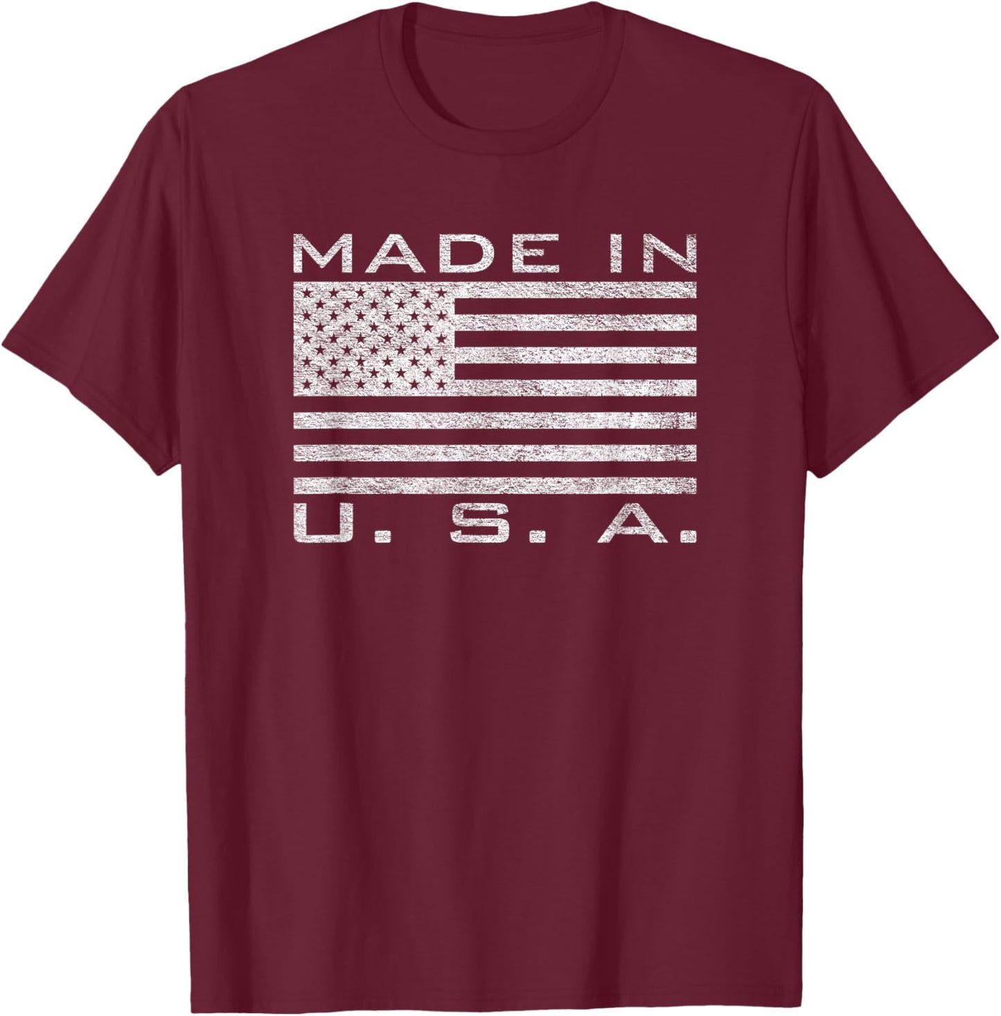 Made in Usa Made in America Us Flag Stars and Stripes T-Shirt - T-Shirt | Maroon