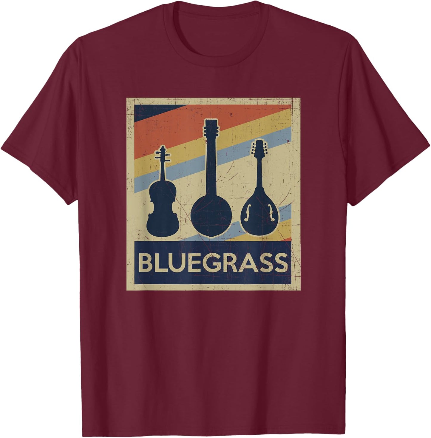 Bluegrass Vintage Music Instruments Retro T-Shirt - T-Shirt | Maroon