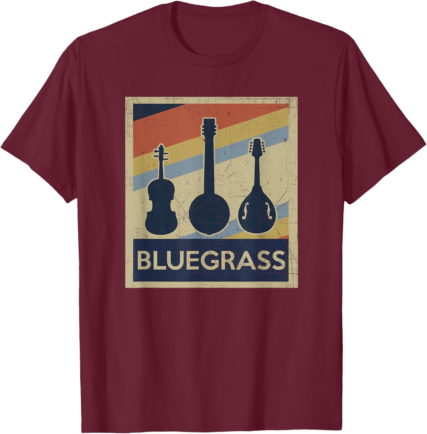 Bluegrass Vintage Music Instruments Retro T-Shirt - T-Shirt | Maroon