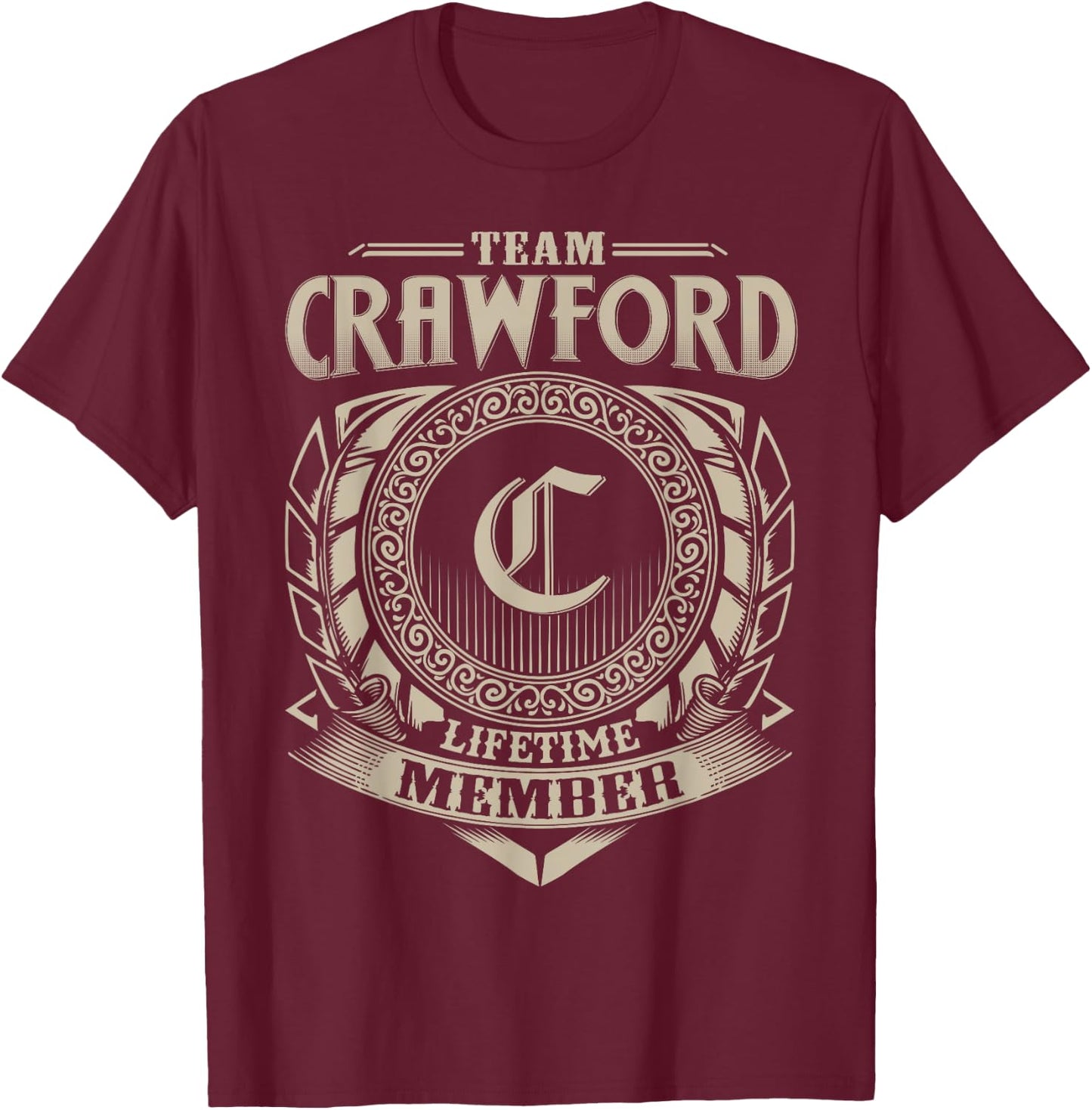 Team CRAWFORD Lifetime Member Vintage CRAWFORD Family T-Shirt - T-Shirt | Maroon