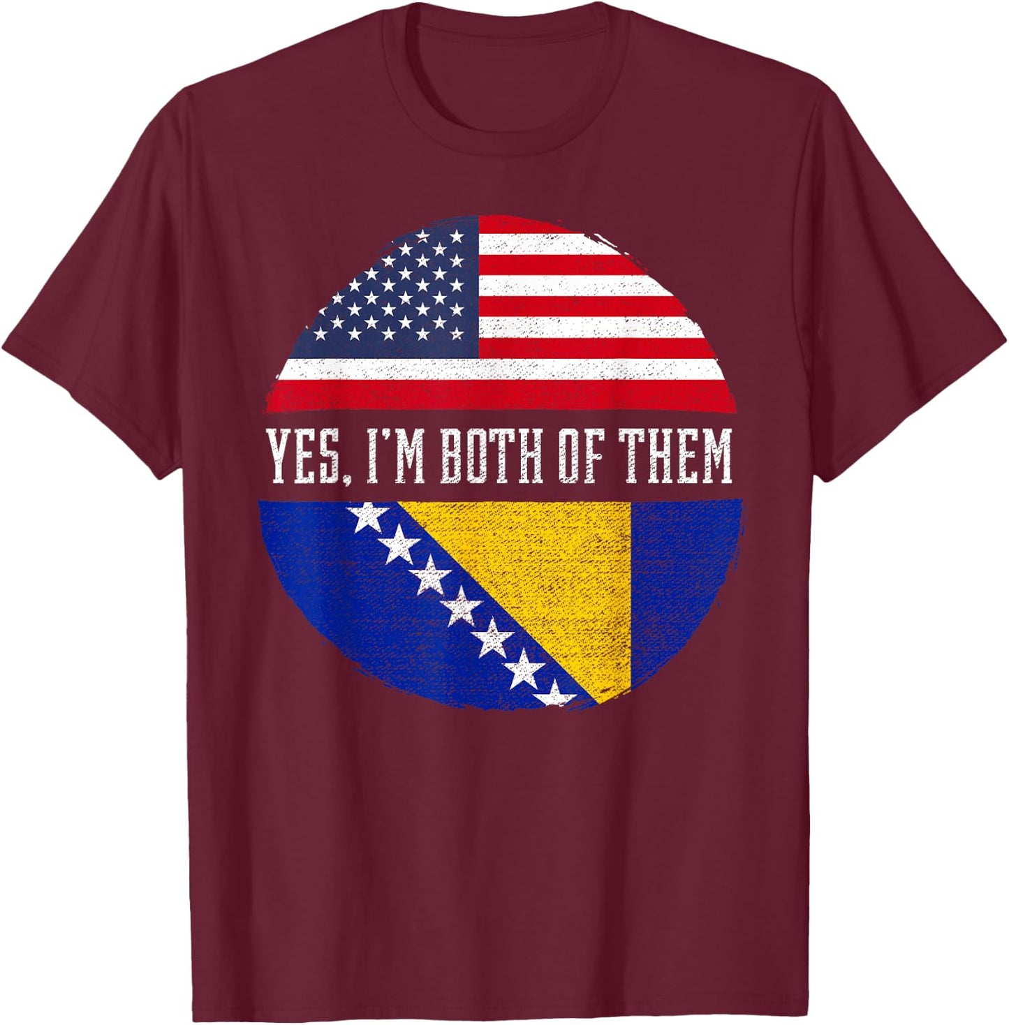 Half American Bosnian Herzegovinian Bosnia and Herzegovina T-Shirt - T-Shirt | Maroon